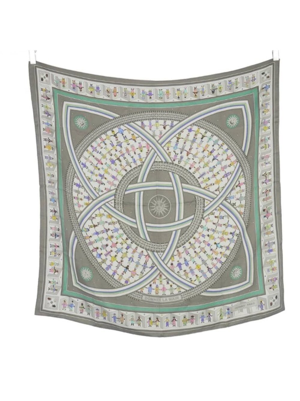 Hermes Scarf Carre 90 Donner la Silk Gray Multicolor - Picture 1 of 7